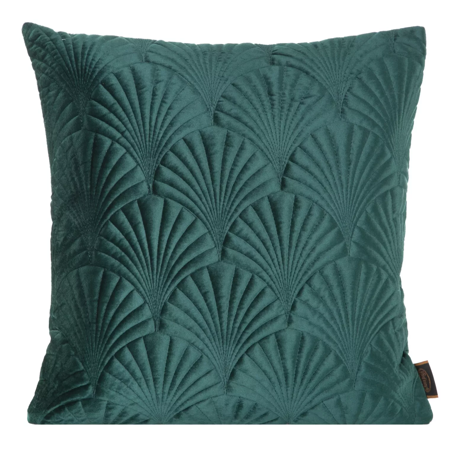 Poszewka na poduszkę 45x45 cm welwetowa pikowana metodą tradycyjnego szycia, wzór w stylu art deco ciemnozielona RIA 2 EUROFIRANY PREMIUM