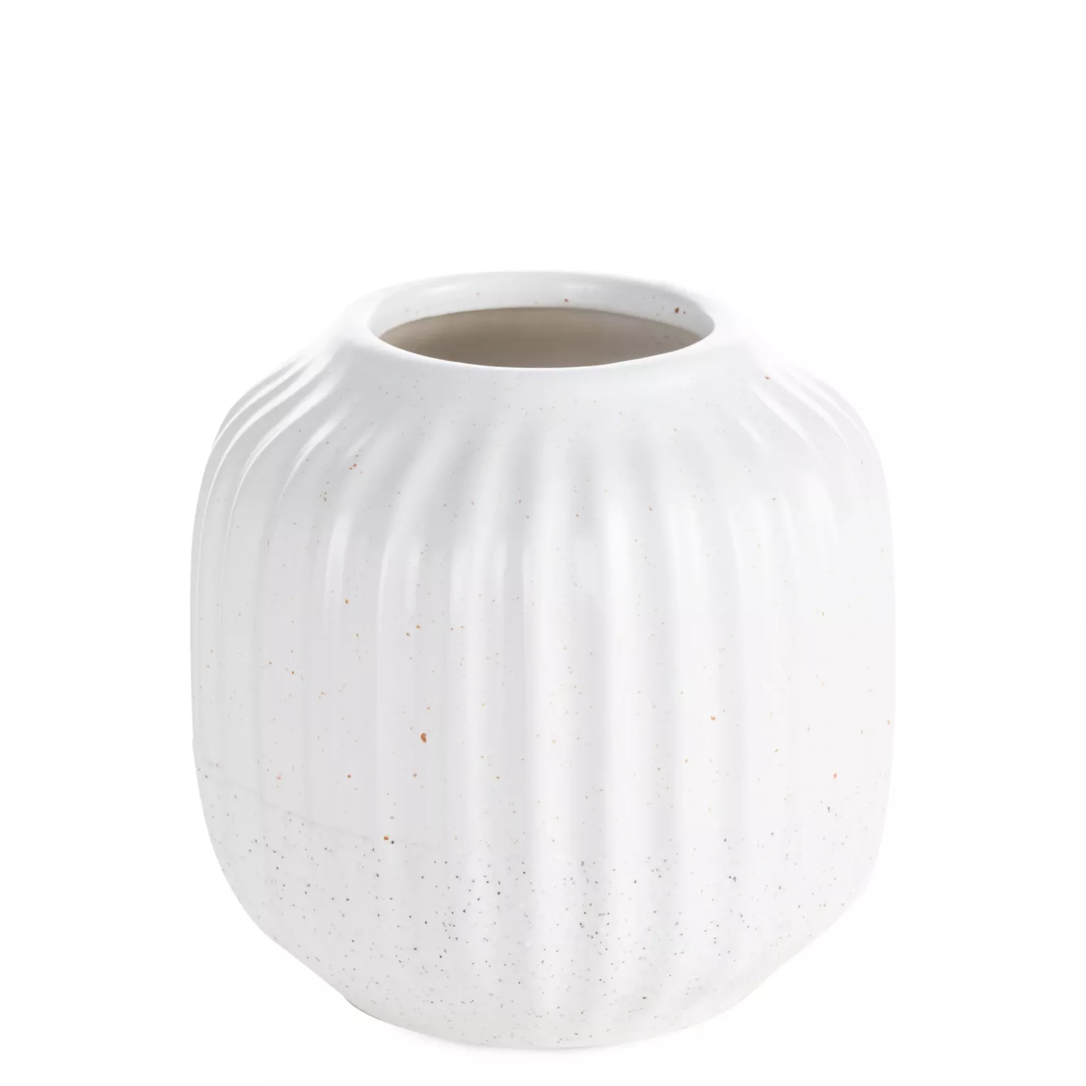 Wazon dekoracyjny biały zdobiony tłoczonym wzorem prążków 14x13 cm KAJLA Eurofirany