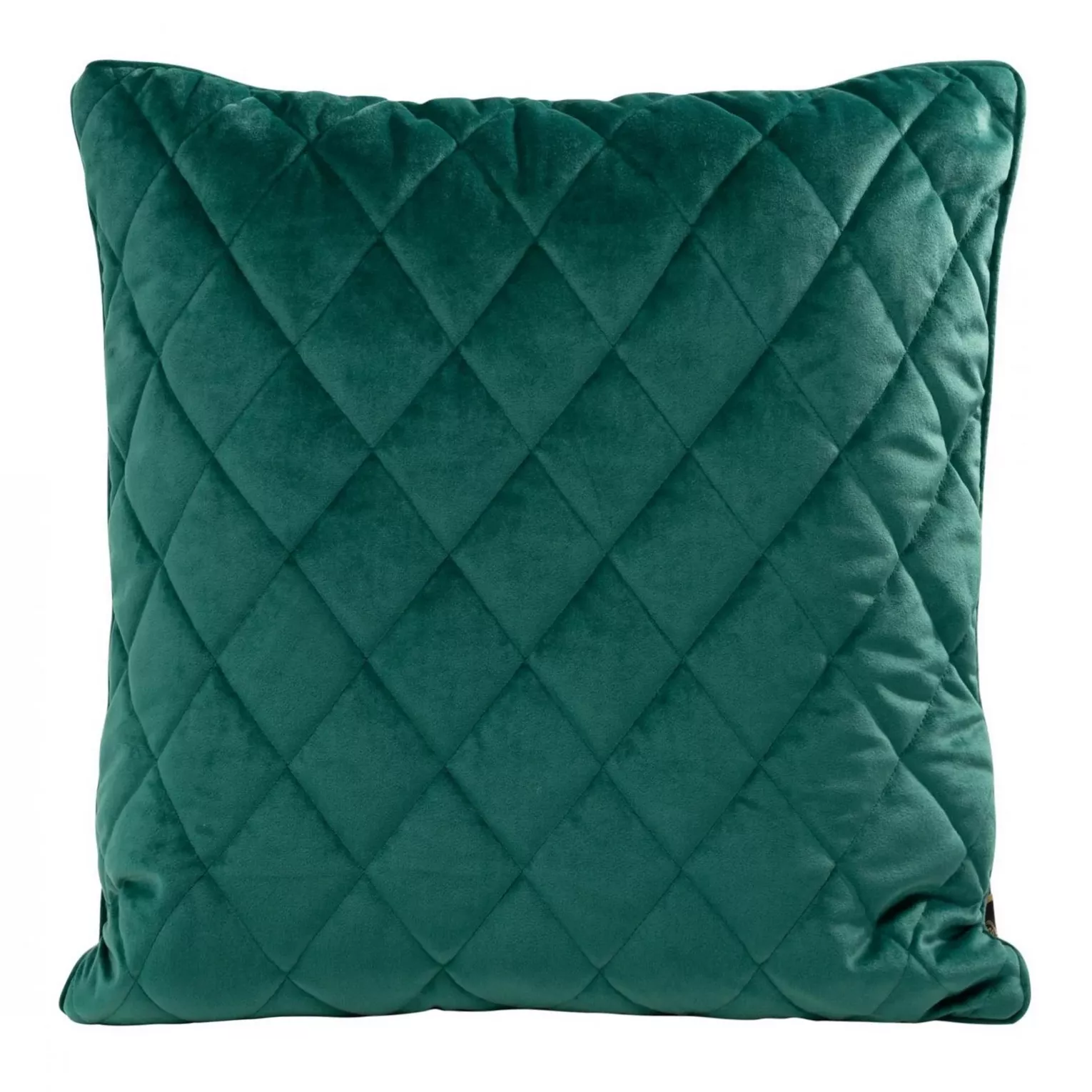 Poszewka na poduszkę 45x45 cm welwetowa pikowana we wzór karo z ozdobną wypustką na brzegach ciemnoturkusowa VELVET 27 EUROFIRANY PREMIUM