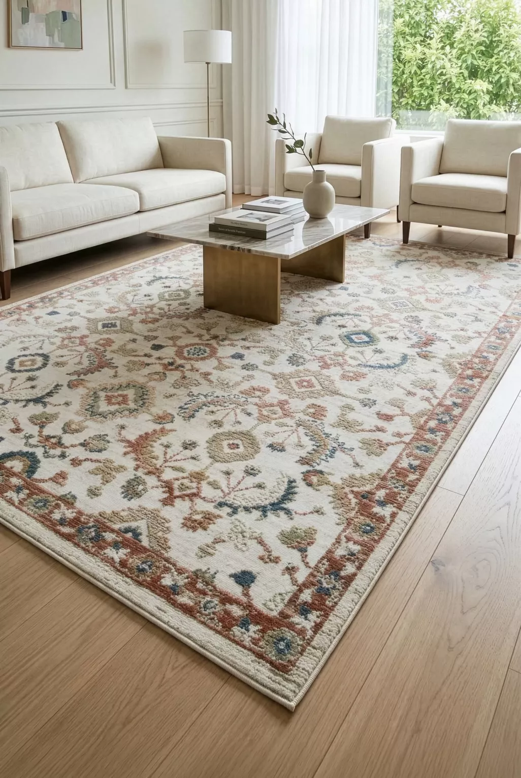 Dywan 120x170 cm kremowo, ceglasty z klasycznym motywem w stylu vintage ELORA8 Eurofirany