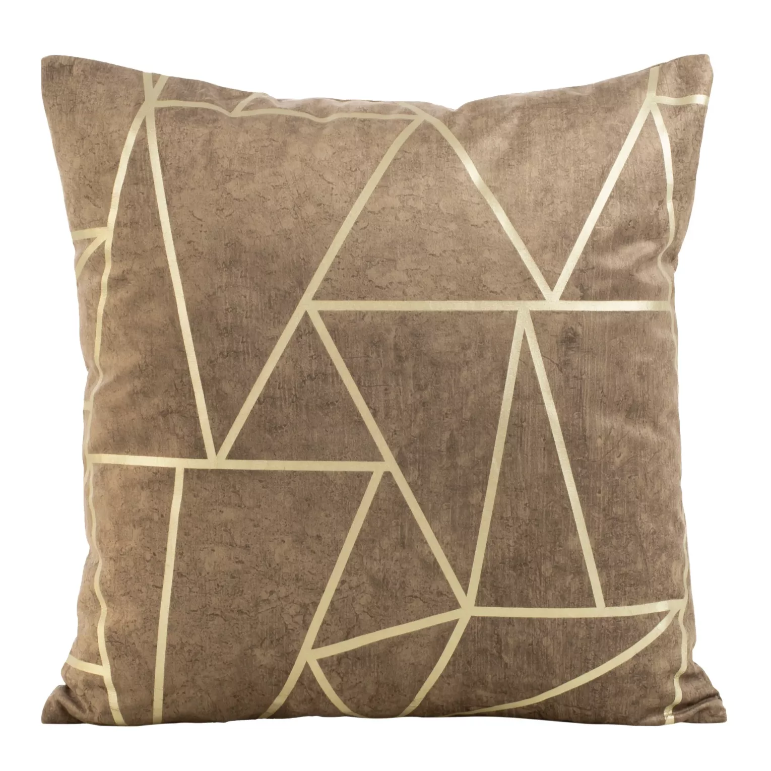 Poszewka na poduszkę 45x45 cm welwetowa z złotym nadrukiem geometrycznym ciemnobeżowa BLINK 29 Eurofirany