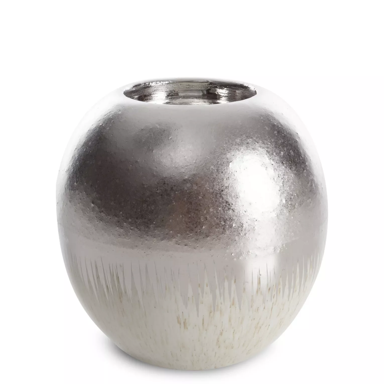 Świecznik ceramiczny srebrny łączący fakturę granitu z lśniącą powierzchnią 11x11x10 cm MAX 2 Eurofirany