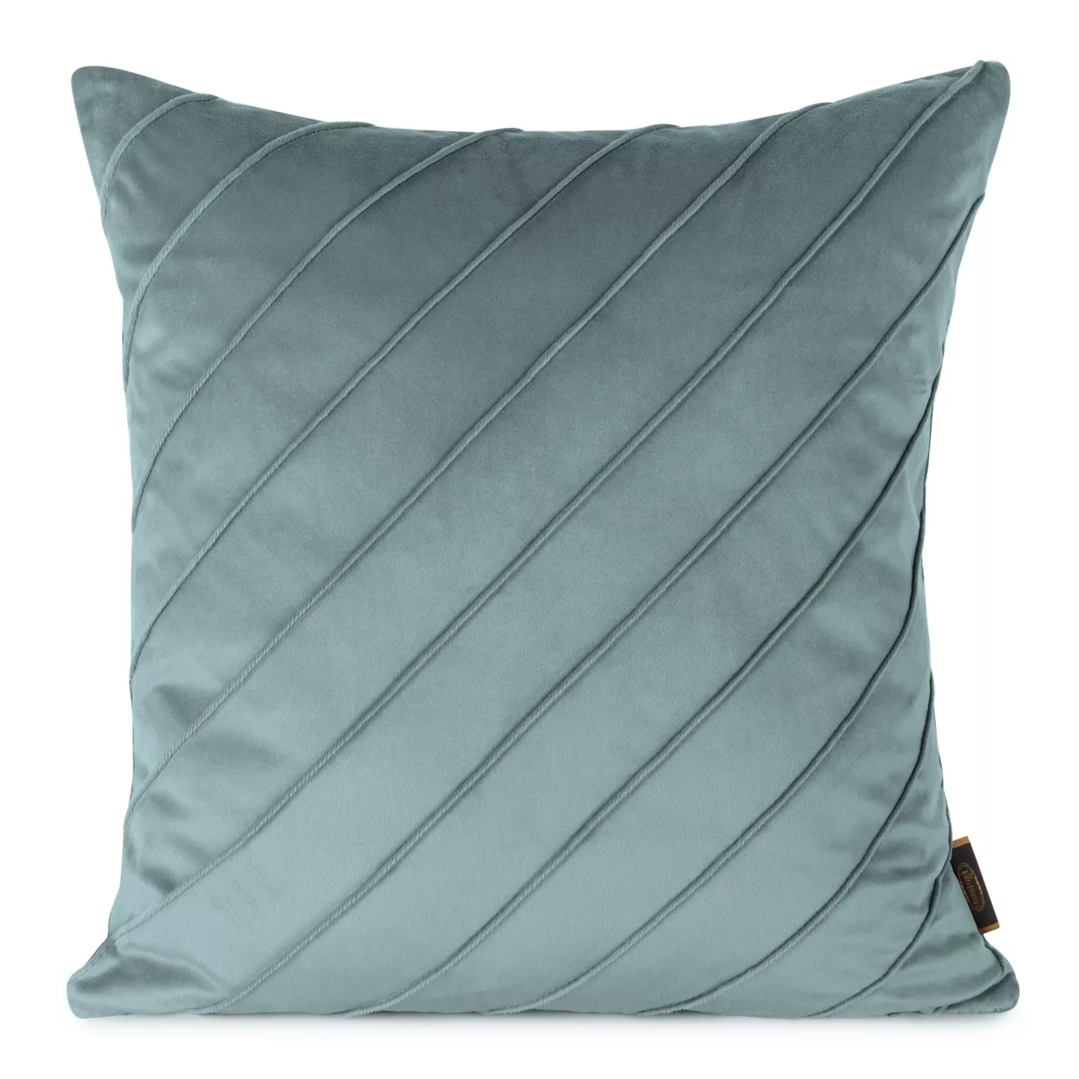 Poszewka na poduszkę 45x45 cm welwetowa z ozdobnym geometrycznym przeszywanym wzorem niebieska NALA EUROFIRANY PREMIUM