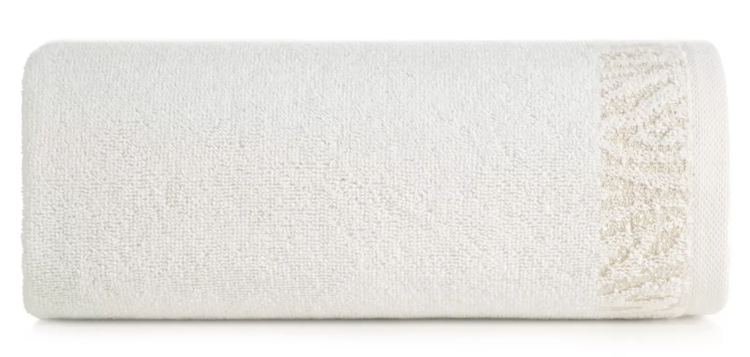 Ręcznik do rąk 30x50 cm bawełniany kolor biały z ozdobną błyszczącą bordiurą 500 g/m2 MARGO Eurofirany