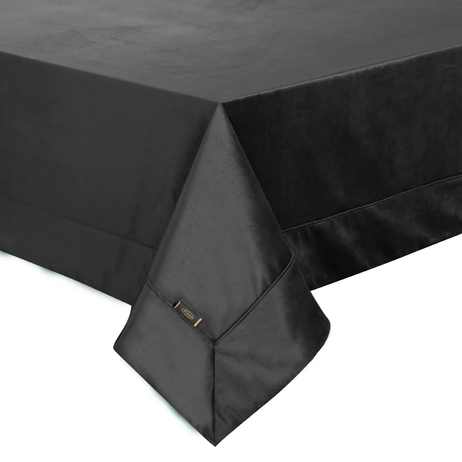 Obrus czarny 145x180 cm welwetowy VELVET z ozdobną listwą