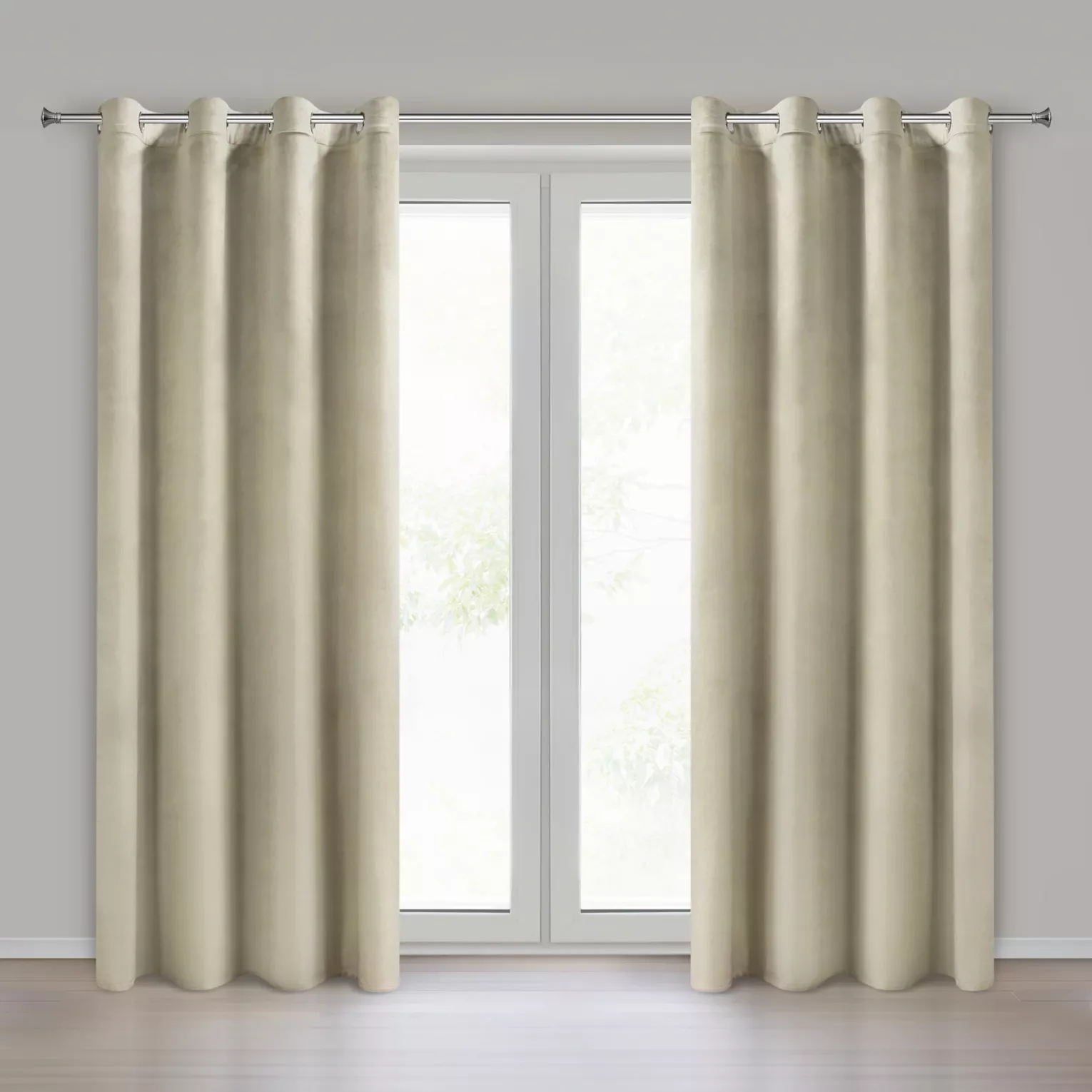 Komplet 2 szt. zasłon kremowych z welwetowej tkaniny 140x250 cm przelotki - DARLA Eurofirany