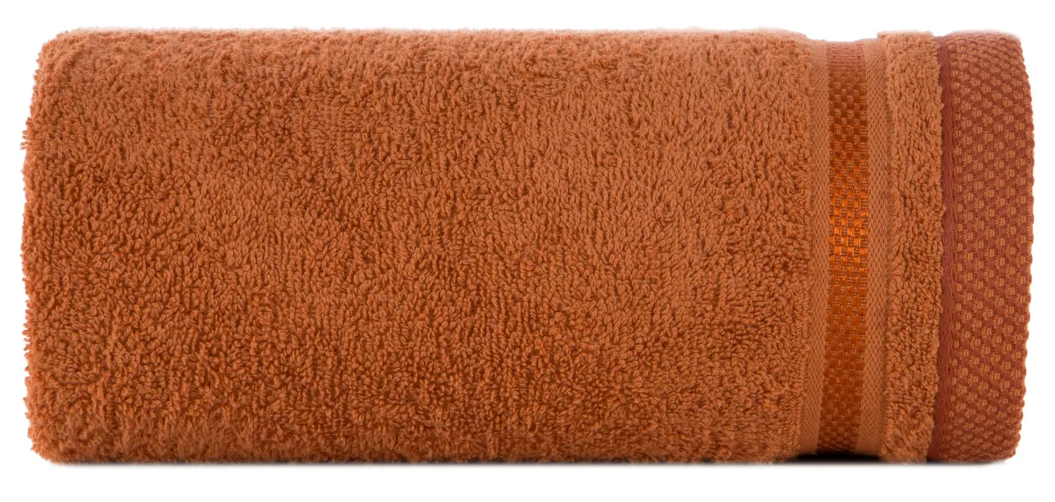 Ręcznik do rąk 30x50 cm bawełniany kolor pomarańczowy z bordiurą w paski 500 g/m2 ABBIE Eurofirany
