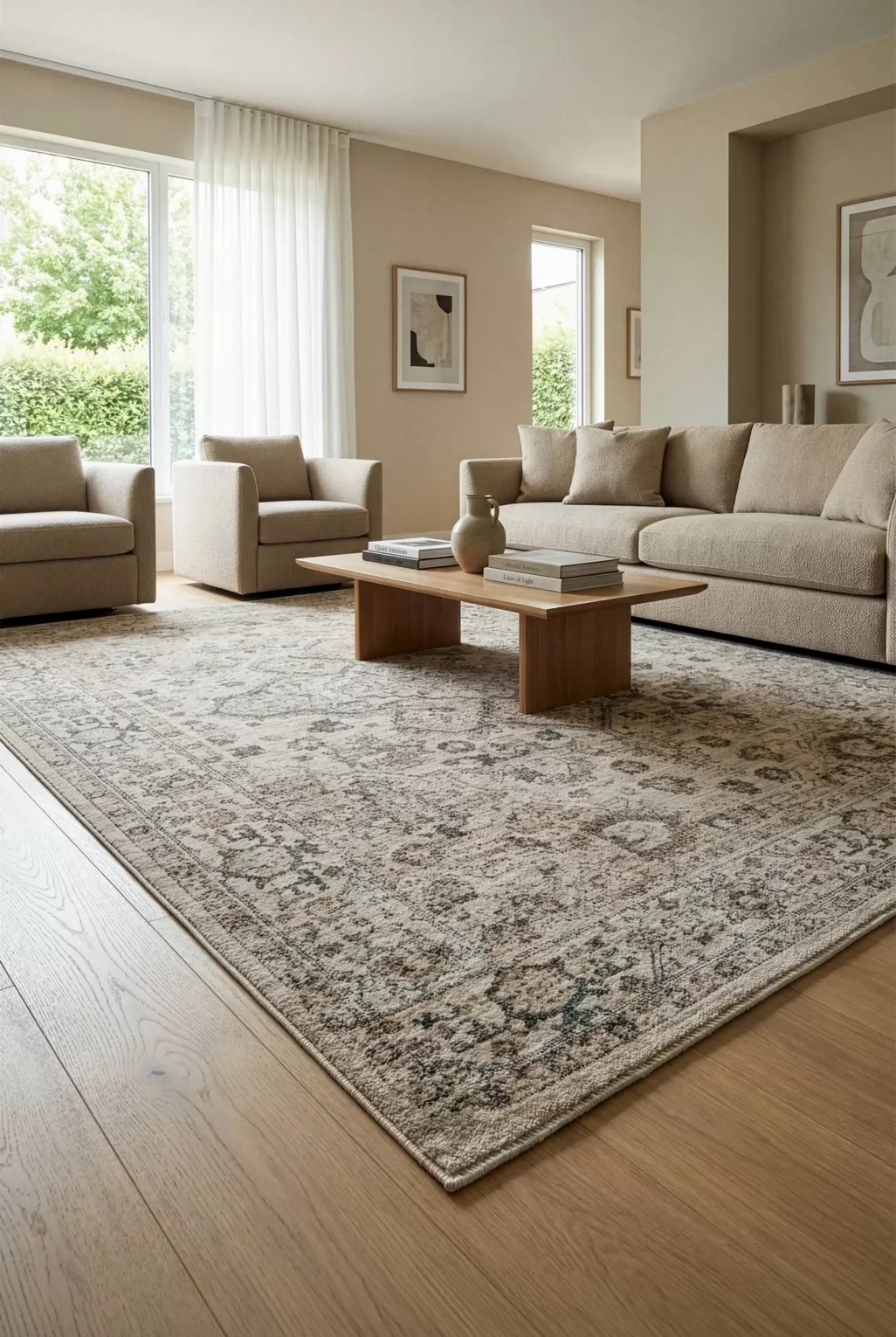 Dywan 60x100 cm beżowo, kremowy z wzorem orientalno - vintage HAWAI1 Eurofirany