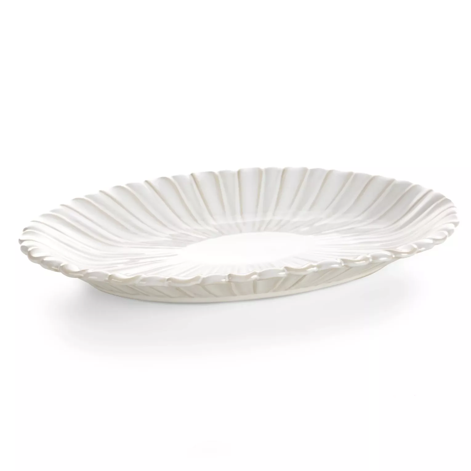 Patera ceramiczna dekoracyjna kremowa z przecieranym wzorem w stylu eko 31x20x3 cm AVRIL Eurofirany