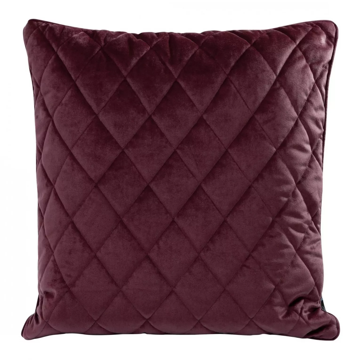 Poduszka 50 x 50 cm bordowa pikowana we wzór karo z ozdobną wypustką na brzegach VELVET 28 Eurofirany