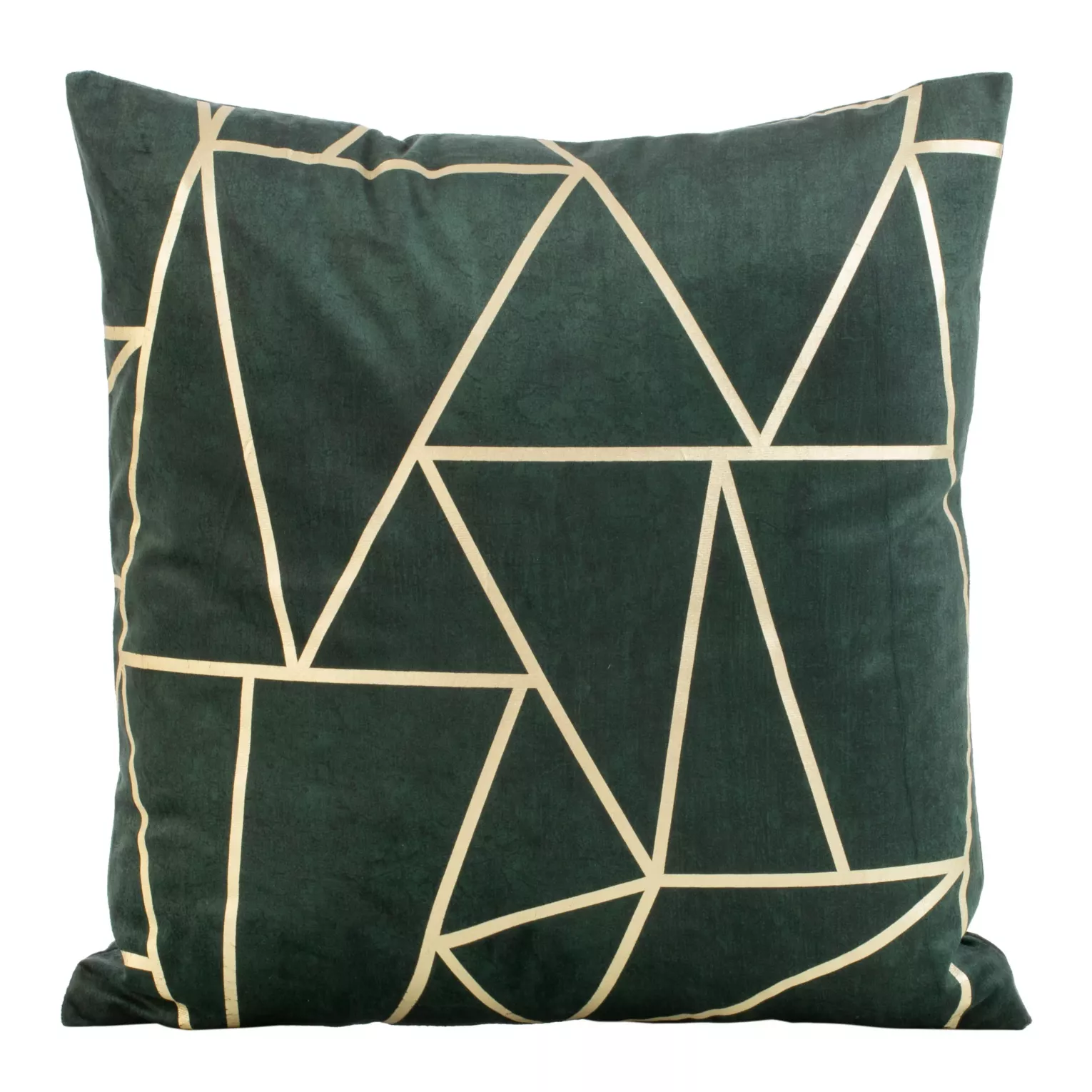 Poszewka na poduszkę 45x45 cm welwetowa z złotym nadrukiem geometrycznym ciemnozielona BLINK 29 Eurofirany
