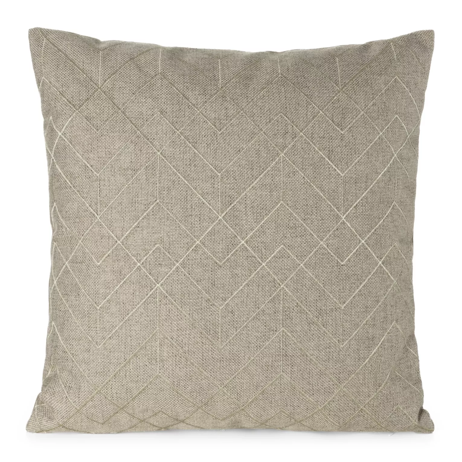 Poszewka na poduszkę 45x45 cm z geometrycznym haftem beżowo, złota MILA Eurofirany