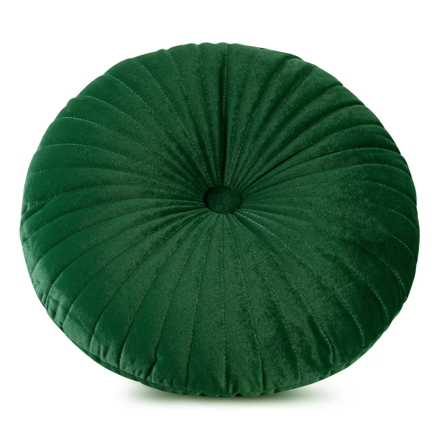 Poduszka okrągła średnica 40 cm ciemnozielona welwetowa pikowana VELVET 68 Eurofirany