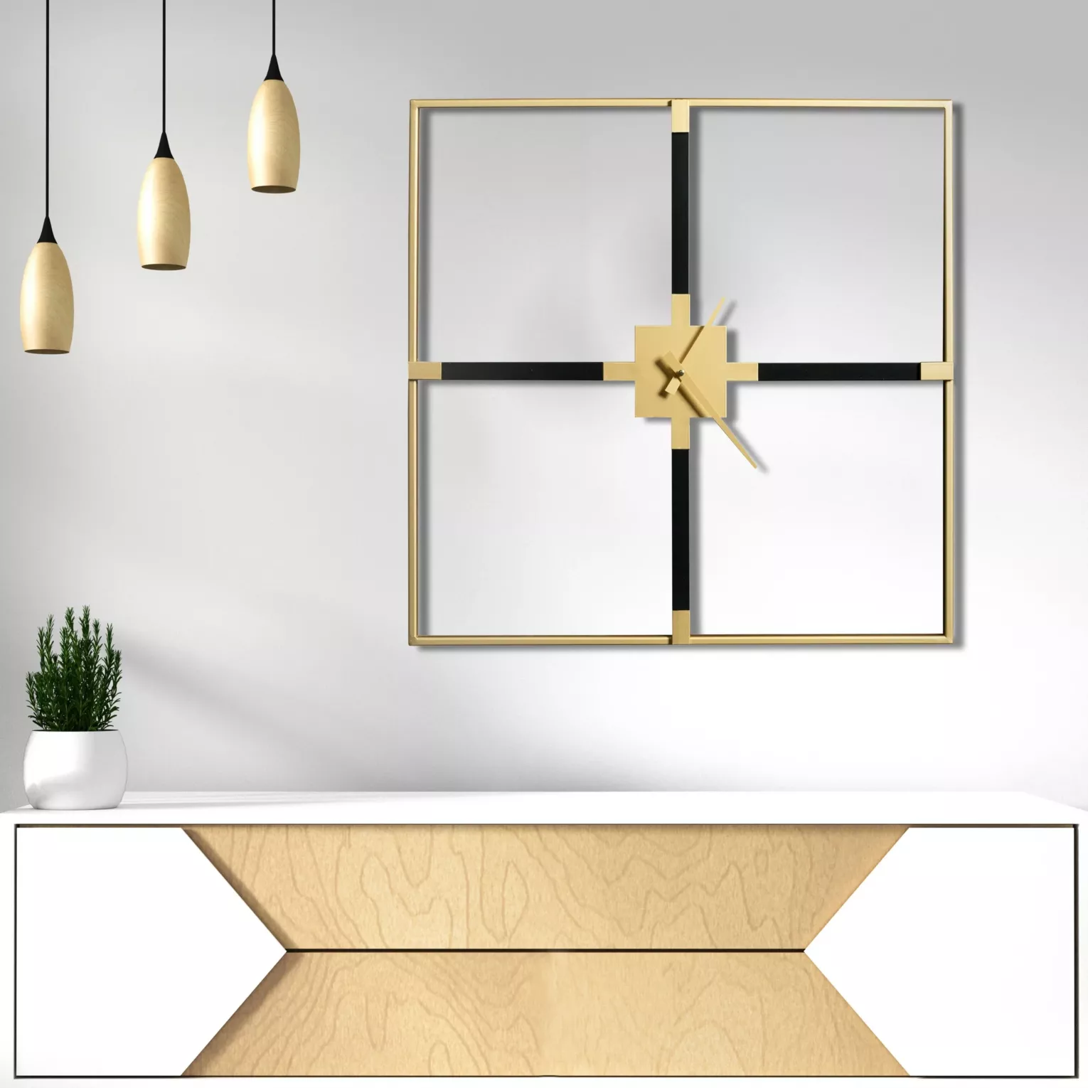 Zegar ścienny czarno-złoty z metalu w stylu nowoczesnym 60x5x60 cm Eurofirany