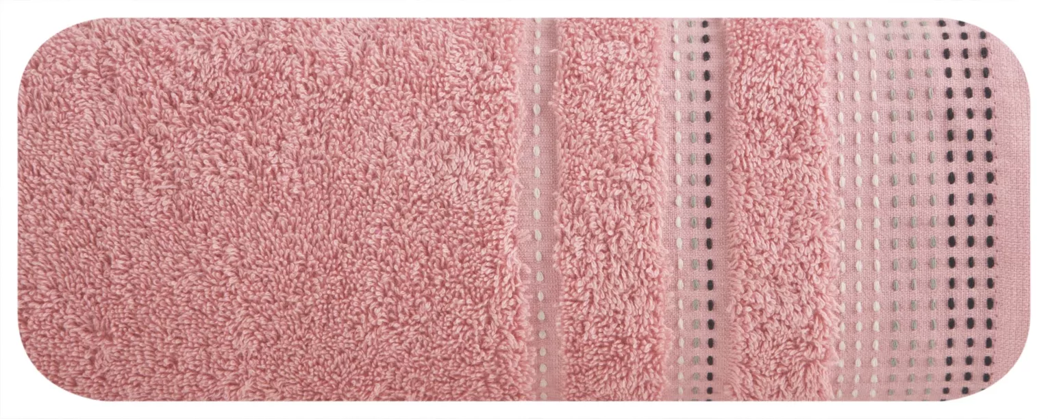 Ręcznik kąpielowy 50x90 cm bawełniany kolor pudrowy róż z ozdobnym stębnowaniem 500 g/m2 POLA Eurofirany