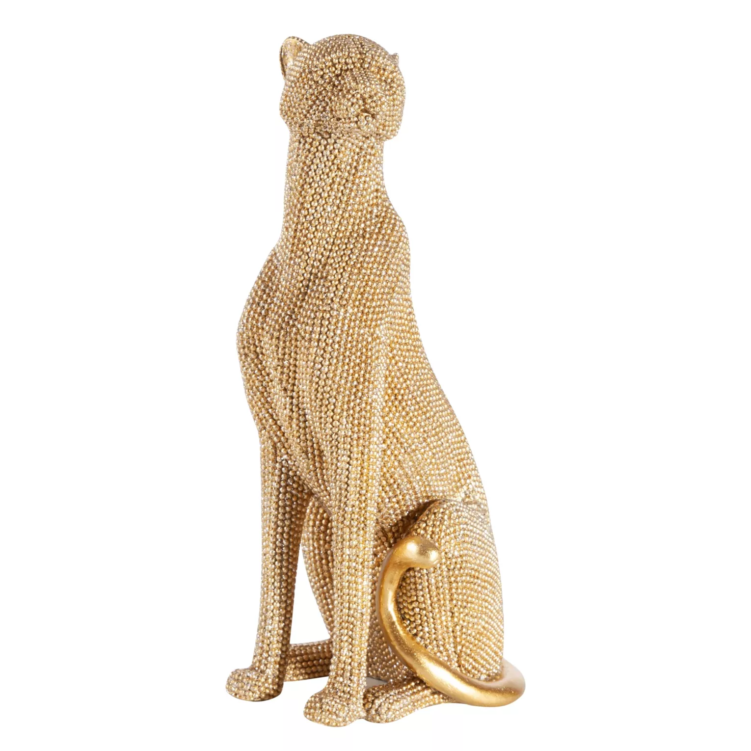 Figurka złota pantera o drobnym strukturalnym wzorze 12x8x23 cm ELDO 2 Eurofirany