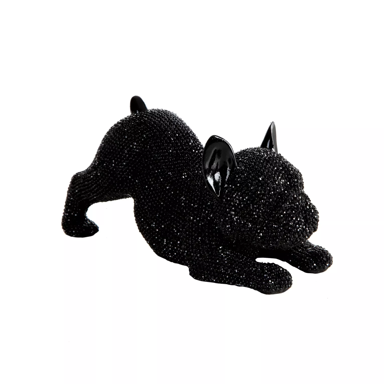 Figurka czarna pies o drobnym strukturalnym wzorze 19x8x9 cm ELDO Eurofirany