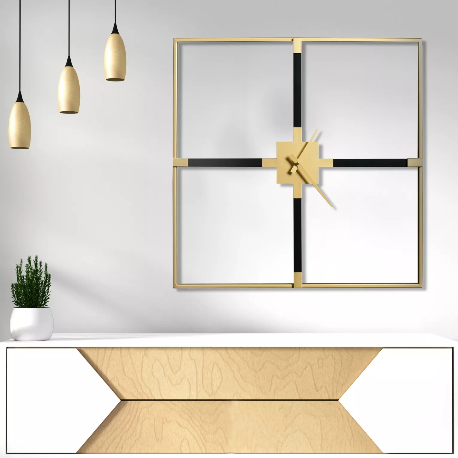 Zegar ścienny czarno-złoty z metalu w stylu nowoczesnym 80x5x60 cm Eurofirany