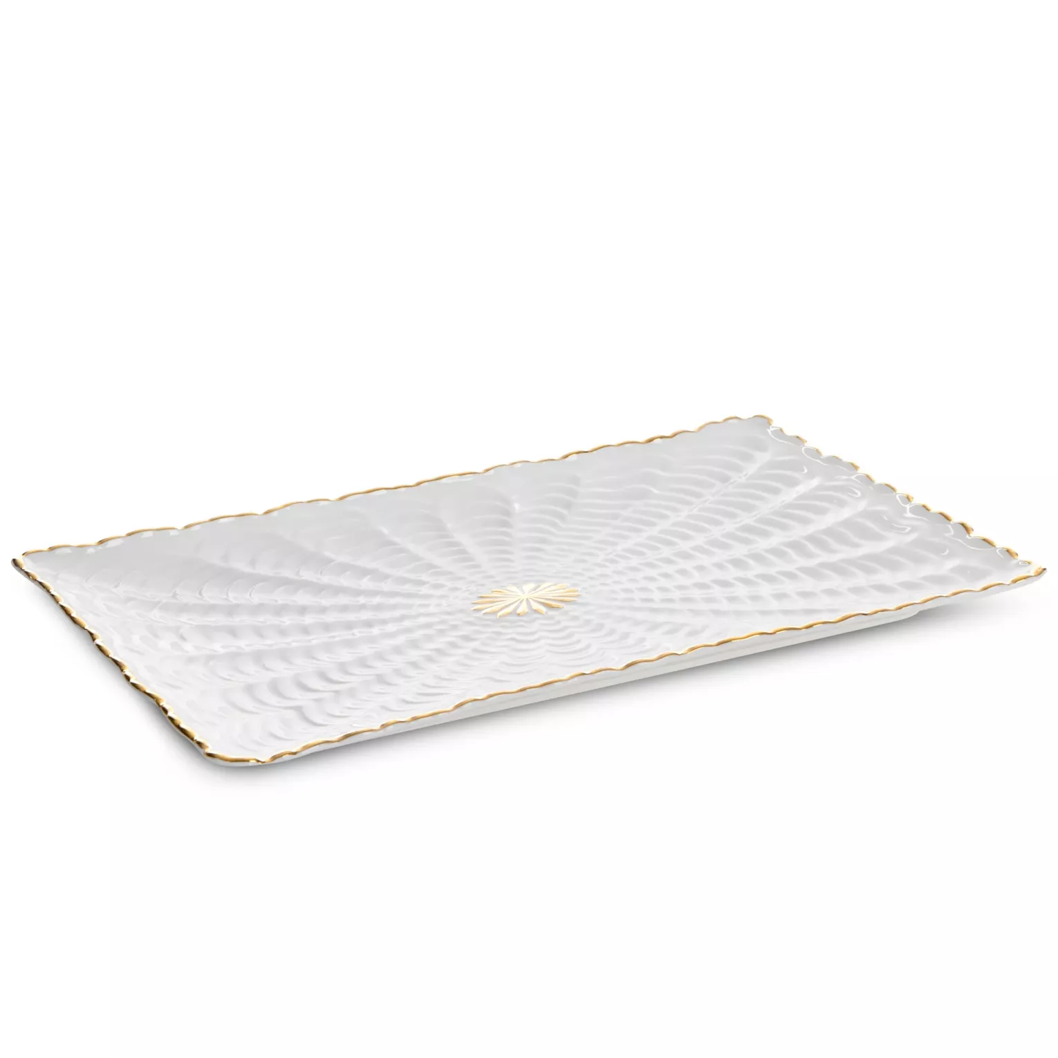Patera ceramiczna dekoracyjna kremowo-złota z wypukłym wzorem 32x19x3 cm GAIA Eurofirany