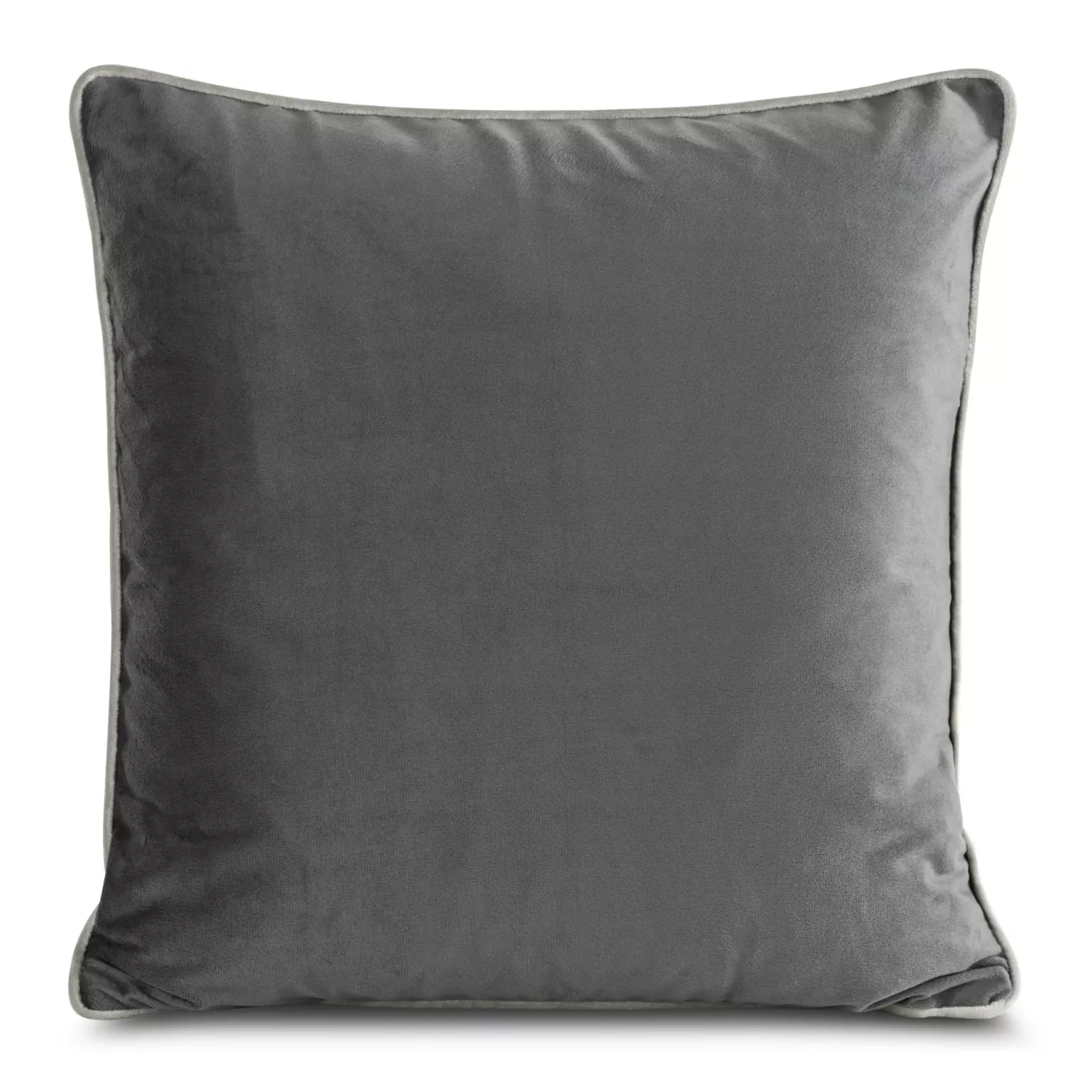 Poszewka na poduszkę 60x60 cm welwetowa zdobiona kontrastującą wypustką na brzegach poszewki stalowa MELIA EUROFIRANY PREMIUM