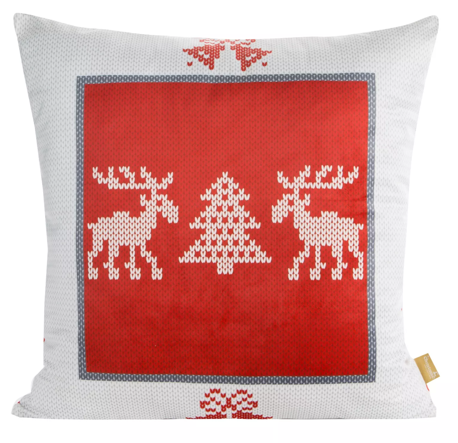Poszewka na poduszkę 60x60 cm welwetowa z motywem skandynawskim czerwono, biała NOEL Eurofirany
