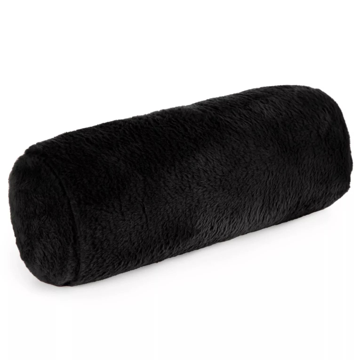 Poduszka wałek 15x45 cm czarna z miękkiej futrzanej tkaniny  NINA Eurofirany