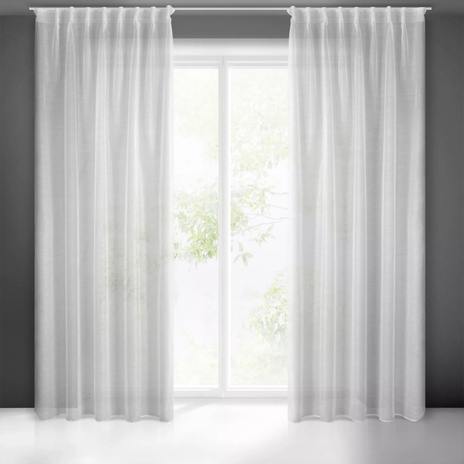 Firana biała z gładkiej etaminy z drobnym deszczykiem 140x300 cm taśma imitująca flex BELISSA Eurofirany
