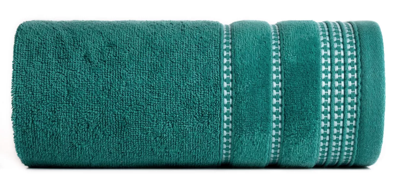 Ręcznik do rąk 30x50 cm bawełniany kolor turkusowy z delikatną ozdobną bordiurą 500 g/m2 AMANDA Eurofirany