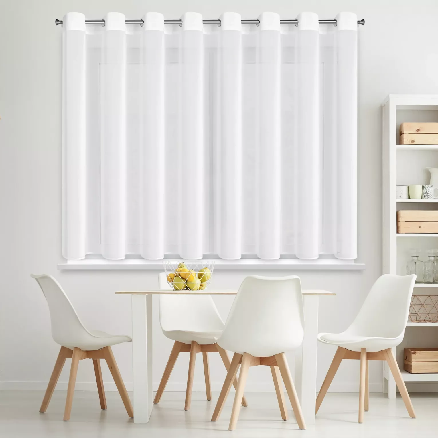 Firana biała z gładkiego szyfonu 350x150 cm przelotki - DALIA Eurofirany