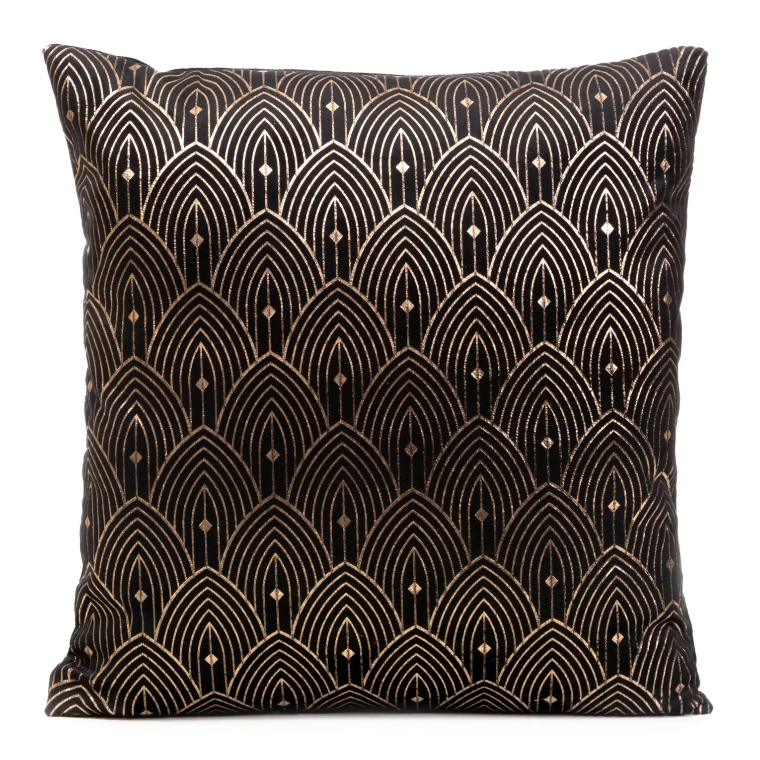 Poszewka na poduszkę 40x40 cm z złotym nadrukiem w stylu art deco czarna AGNES DESIGN 91 Eurofirany