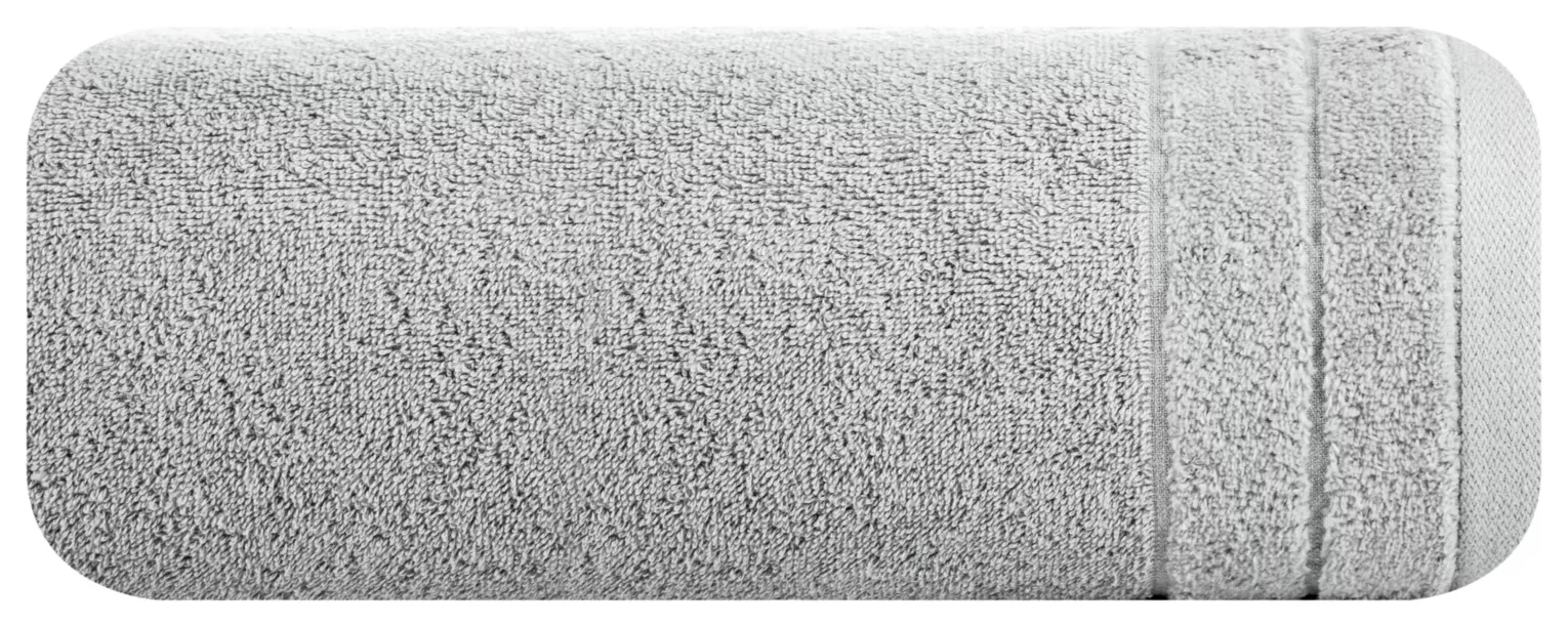 Ręcznik kąpielowy Damla z welwetową bordiurą stalowy 50x90 cm Eurofirany