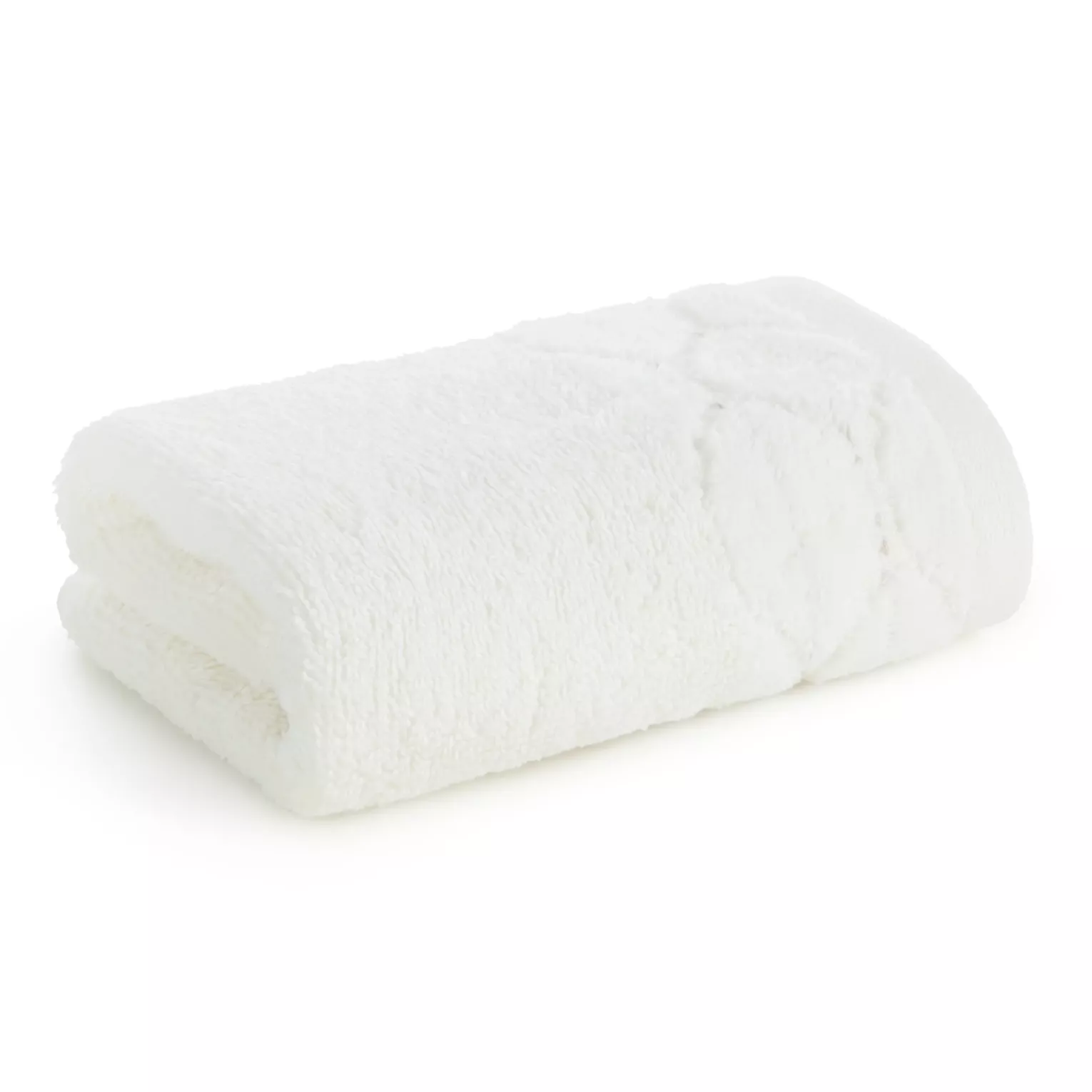 Ręcznik do rąk 30x50 cm bawełniany kolor kremowy z welwetową geometryczną bordiurą 550 g/m2 LUMIA Eurofirany