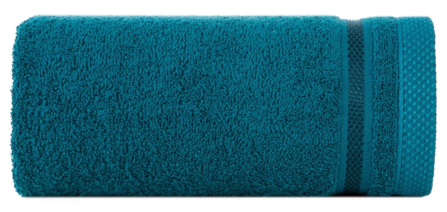 Ręcznik do rąk 40x60 cm bawełniany kolor turkusowy z bordiurą w paski 500 g/m2 ABBIE Eurofirany