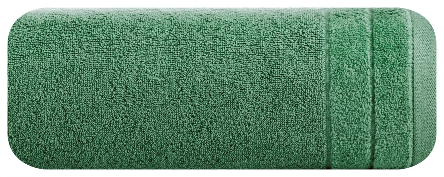 Ręcznik kąpielowy Damla z welwetową bordiurą zielony 50x90 cm Eurofirany