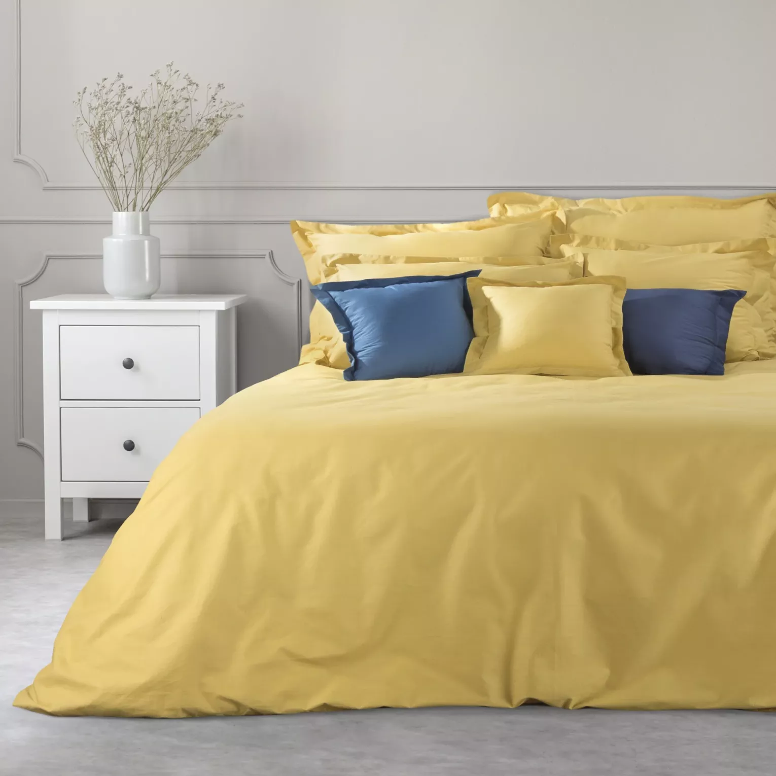 Poszwa na kołdrę 180x200 cm z bawełny z połyskiem kolor musztardowy NOVA COLOUR Eurofirany