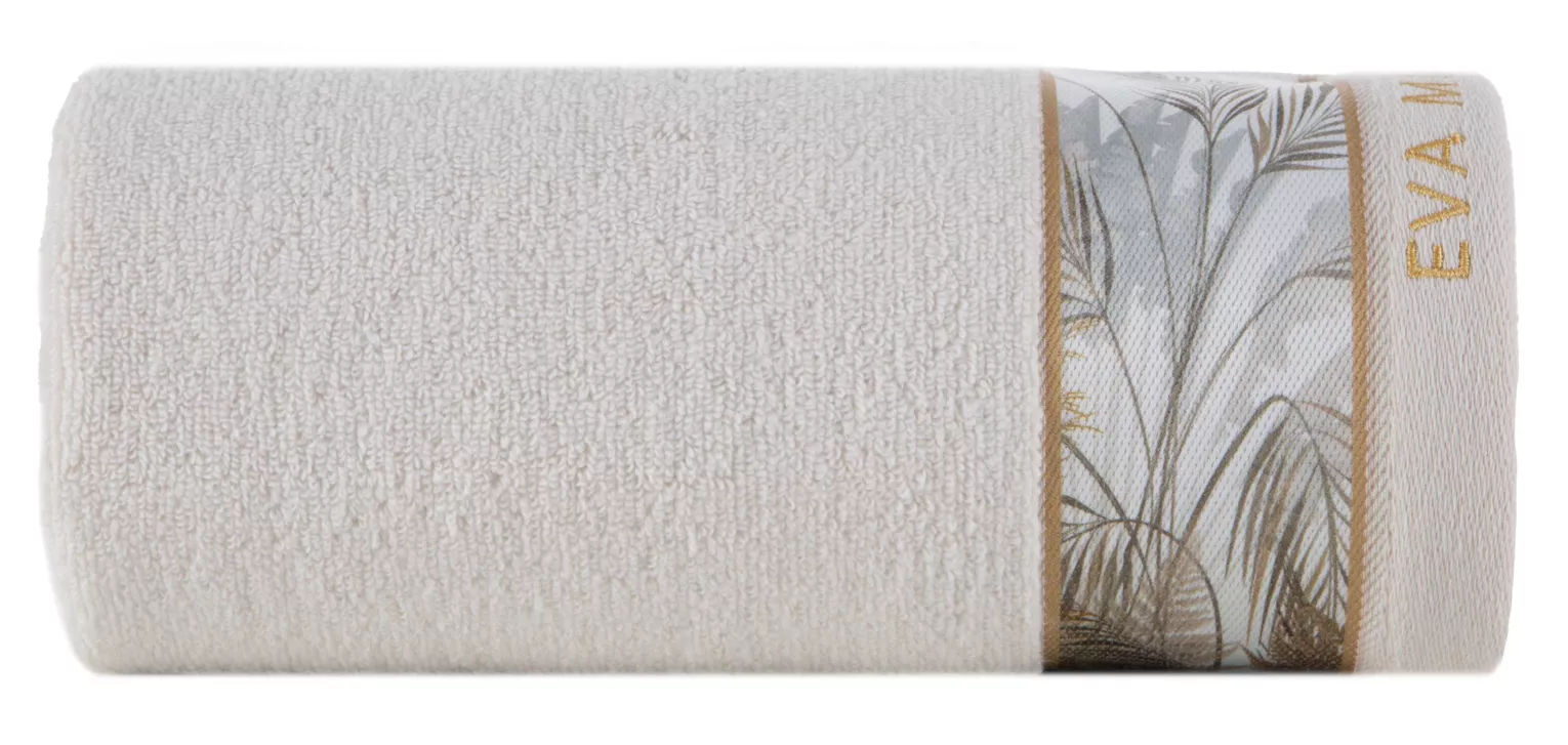 Ręcznik do rąk 30x50 cm bawełniany kolor beżowy z designerską bordiurą 500 g/m2 EVA 17 Eva Minge Eurofirany
