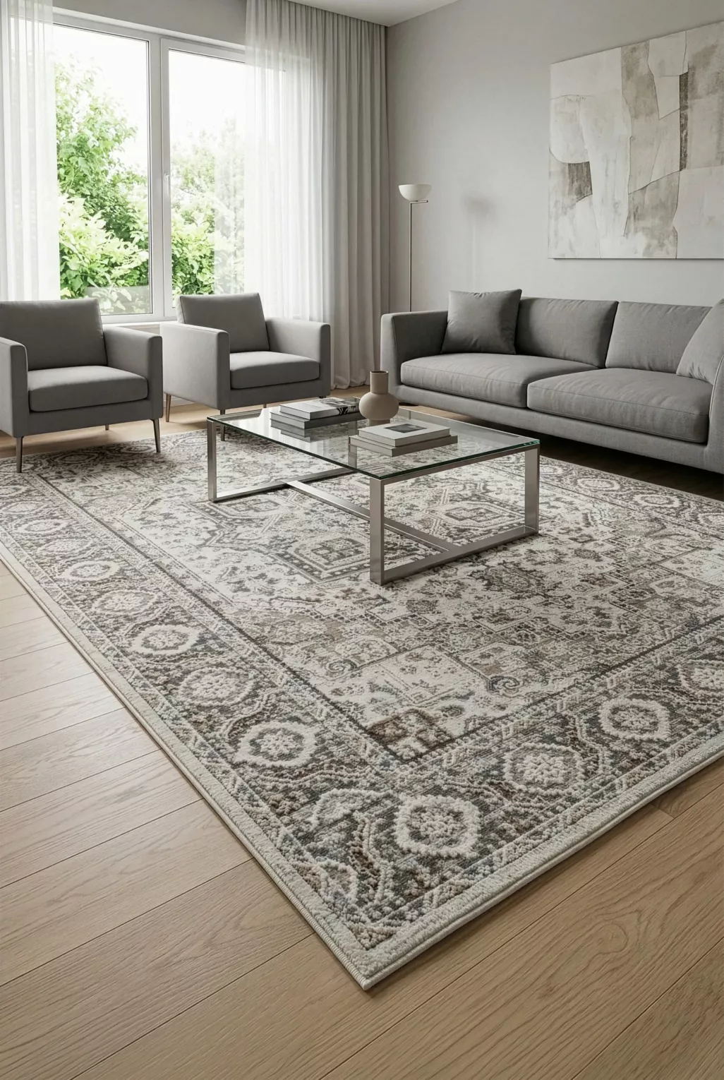 Dywan 60x100 cm kremowo, beżowy z klasycznym wzorem w stylu vintage ELORA3 Eurofirany