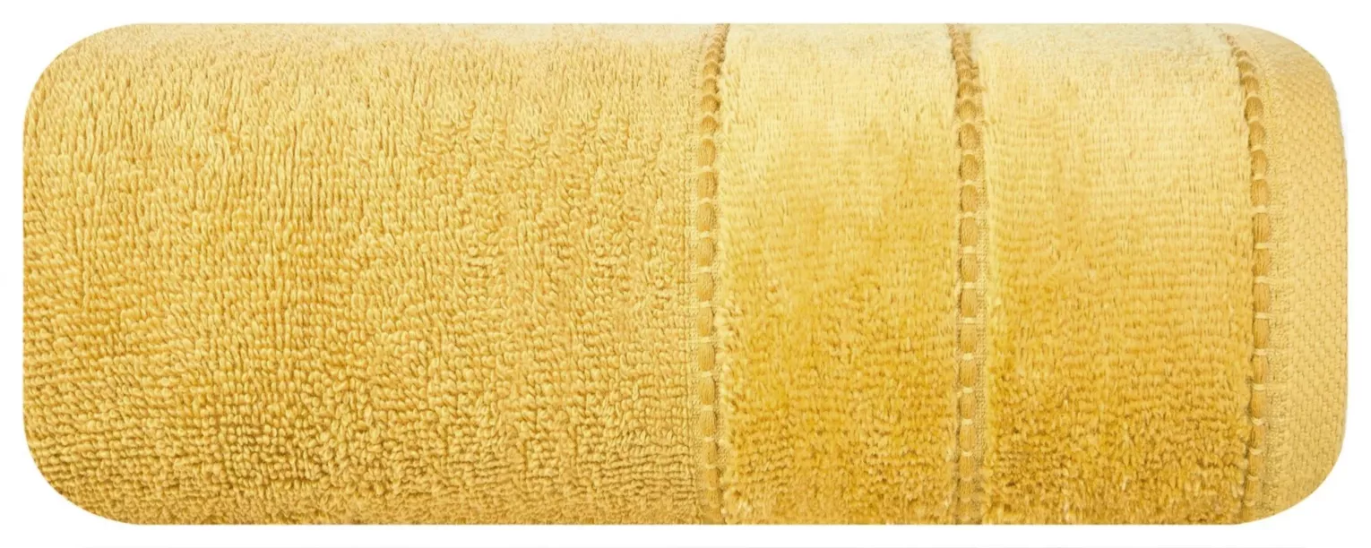 Ręcznik kąpielowy 70x140 cm bawełniany kolor musztardowy z welwetową bordiurą 500 g/m2 JESSI Eurofirany