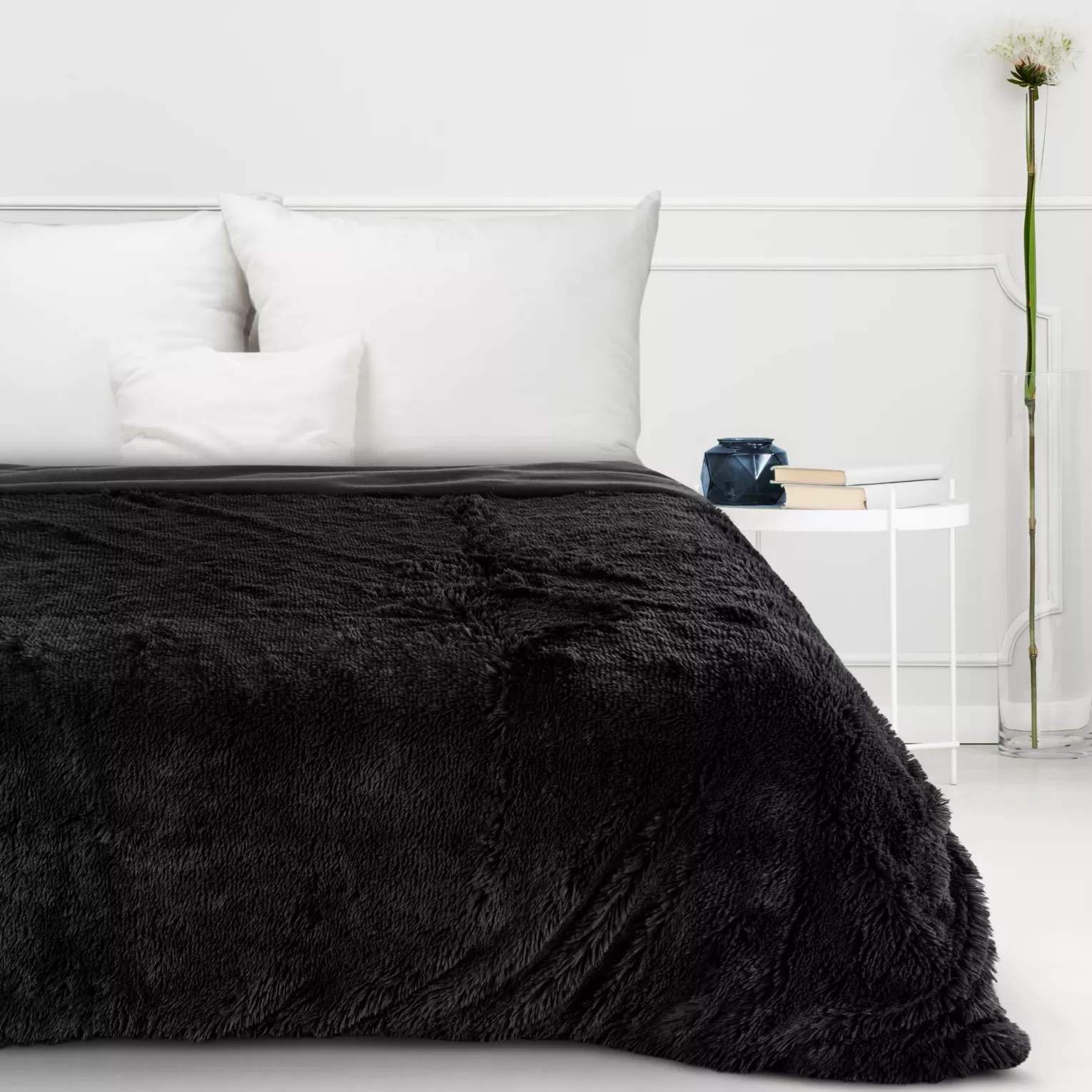 Koc o strukturze miękkiego futra 170x210 cm czarny TIFANY 1 DESIGN 91 Eurofirany