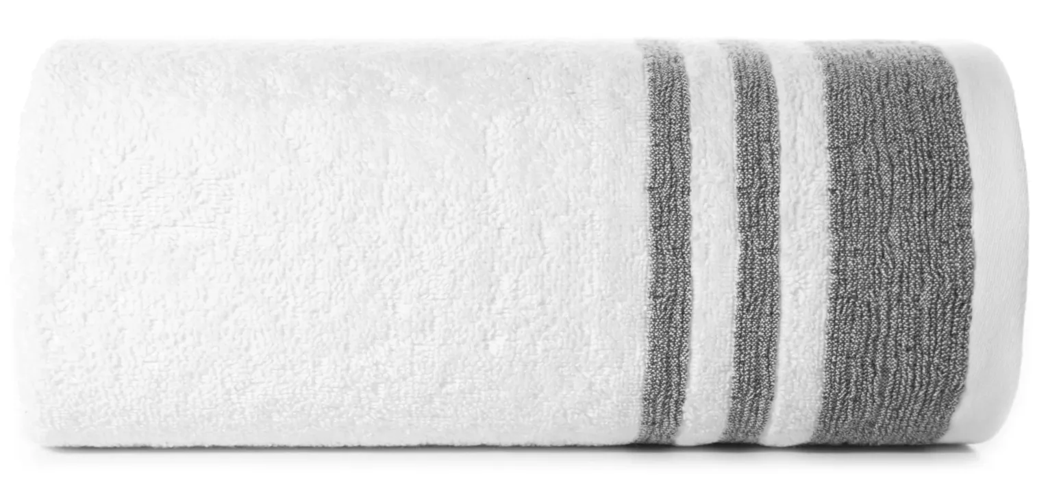 Ręcznik kąpielowy 50x90 cm bawełniany kolor biały z ozdobną bordiurą 500 g/m2 MERY Eurofirany