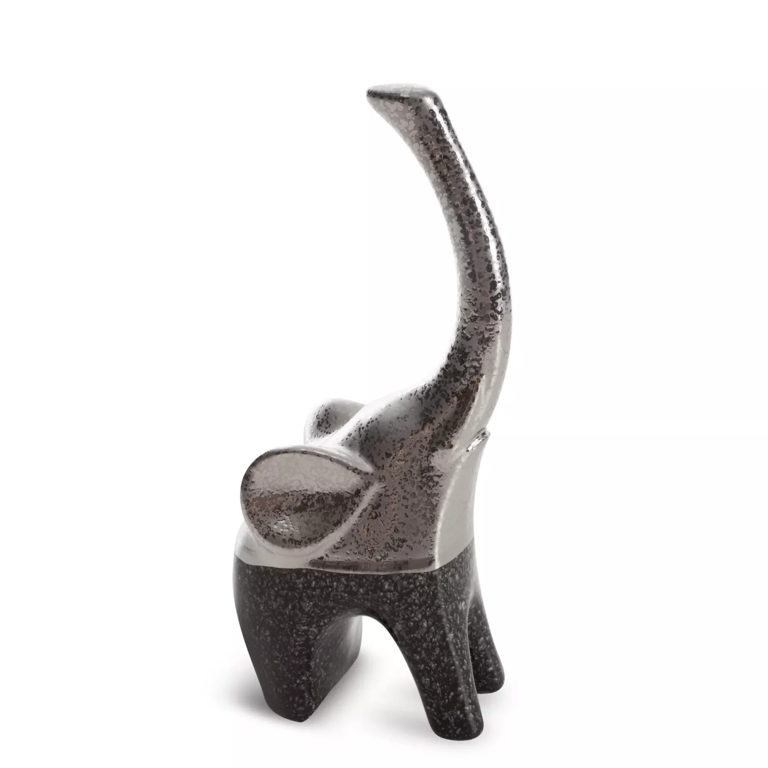 Figurka z glinki ceramicznej srebrno-stalowa słonia 10x7x22 cm LEO Eurofirany