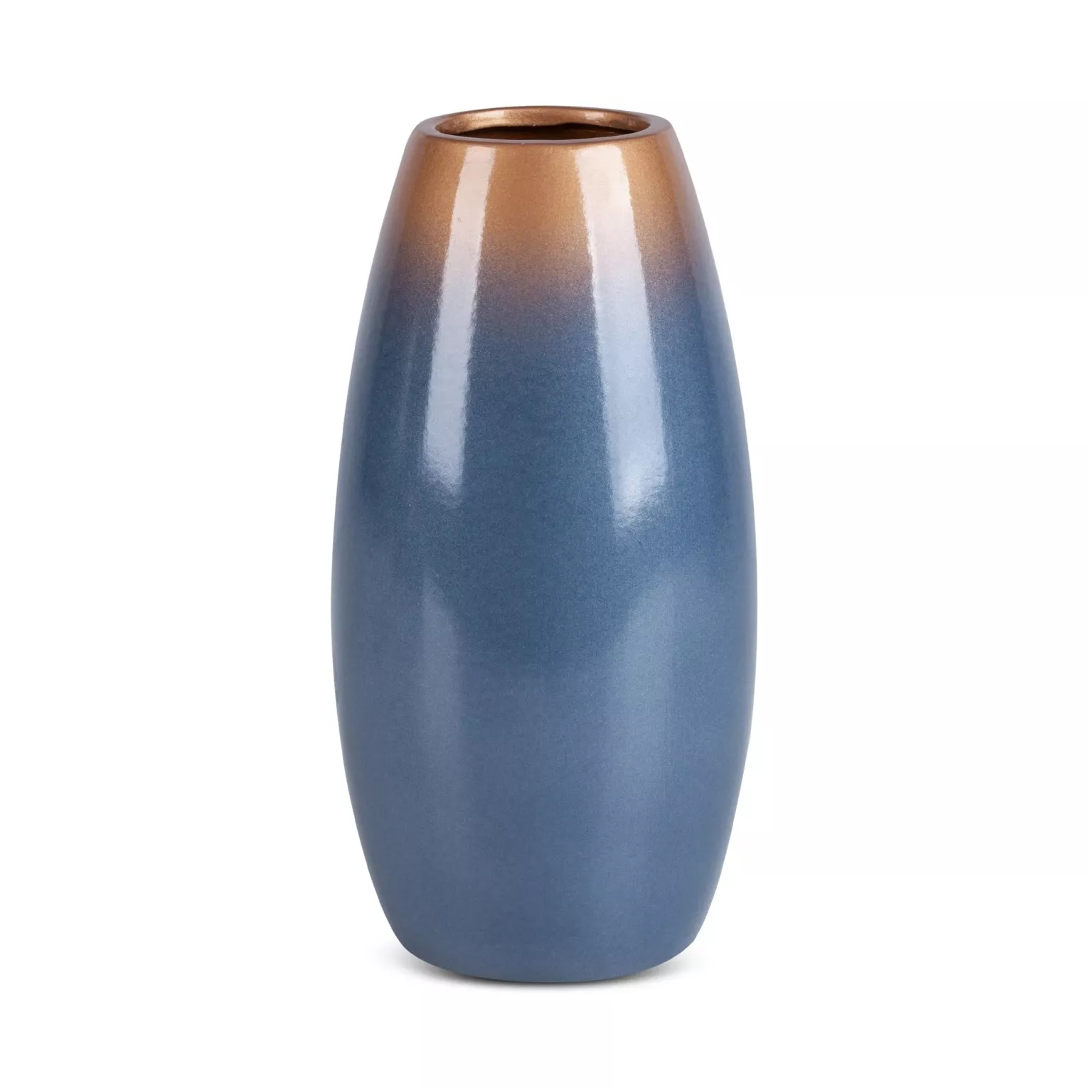 Wazon ceramiczny niebiesko-złoty z efektem ombre średnica 13x26 cm NESSA Eurofirany