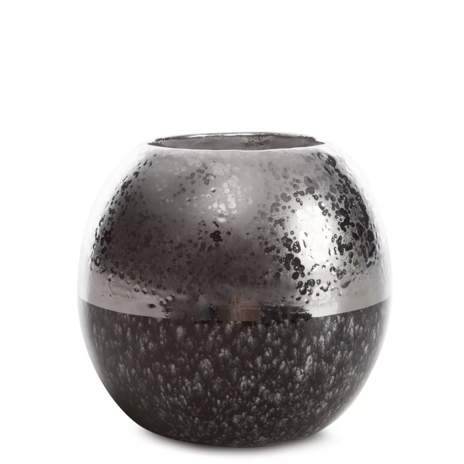 Świecznik ceramiczny srebrno-złoty z glinki ceramicznej 8x8x8 cm LEO Eurofirany