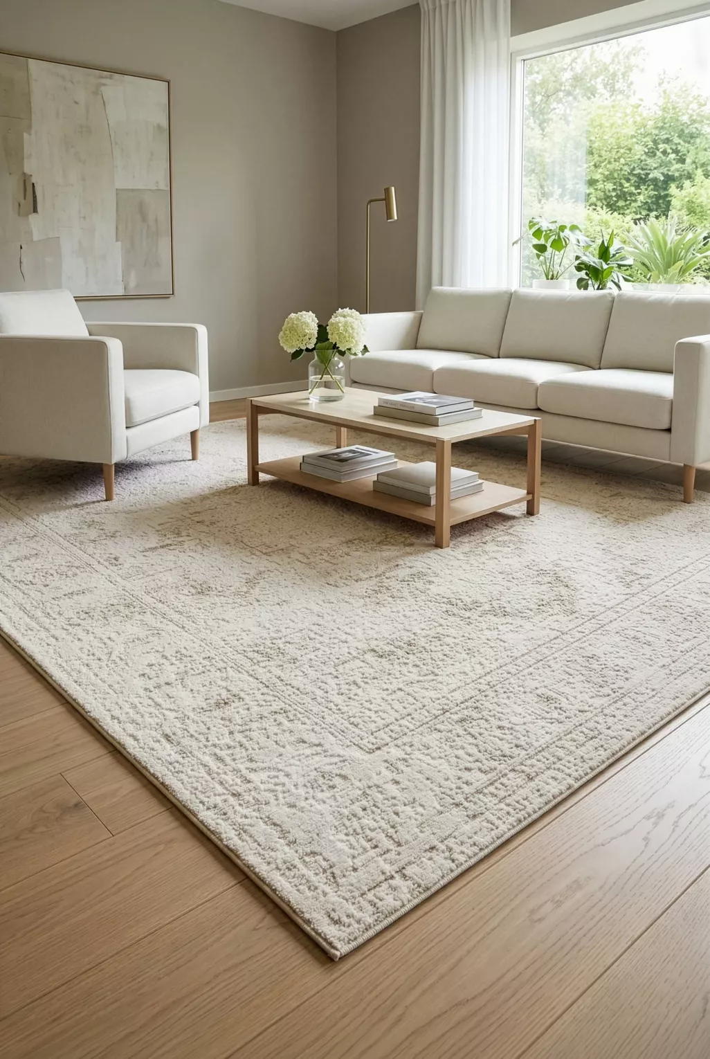 Dywan 60x100 cm kremowo, beżowy zdobiony zdobiony ornamentem NOVA4 Eurofirany