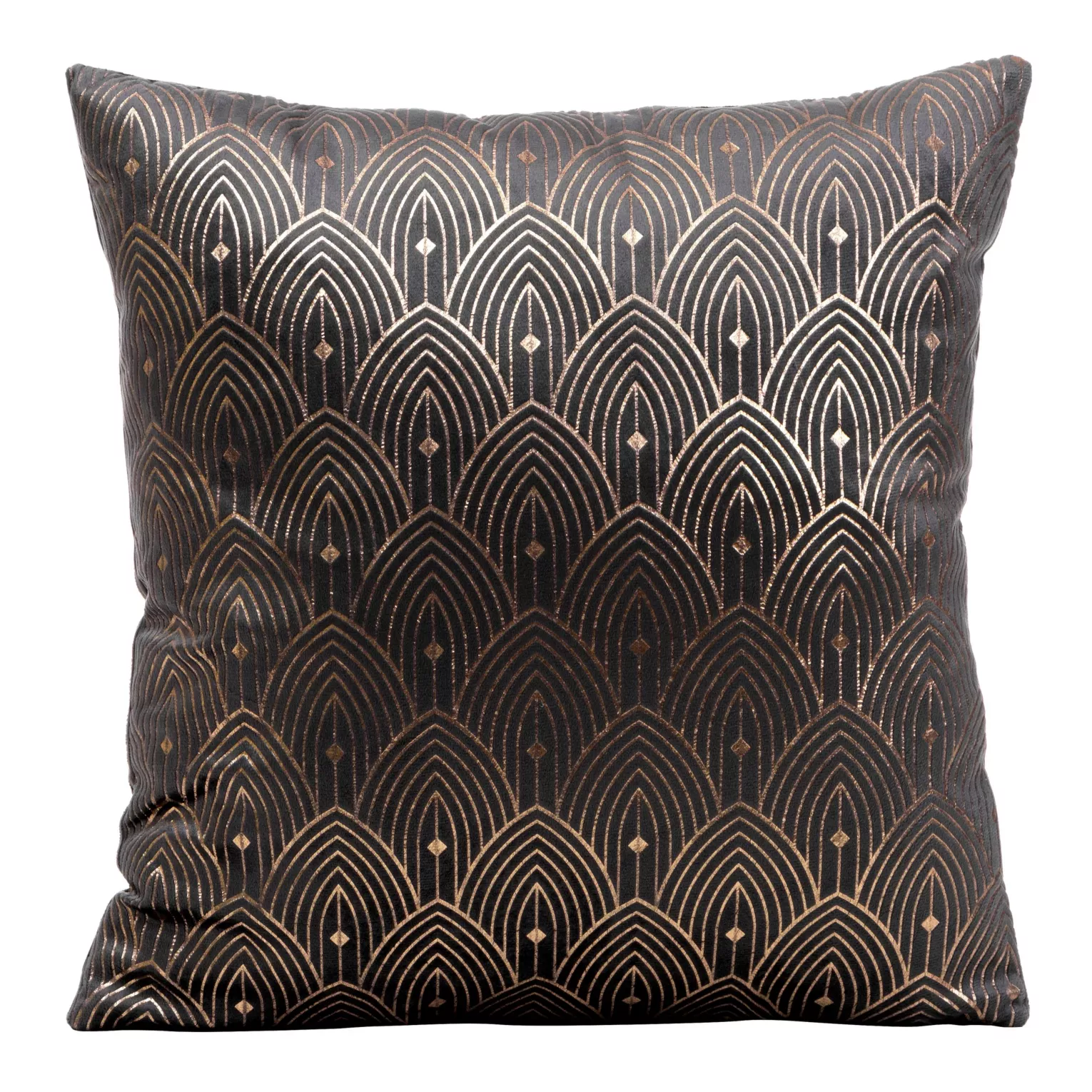 Poszewka na poduszkę 40x40 cm z złotym nadrukiem w stylu art deco grafitowa AGNES DESIGN 91 Eurofirany