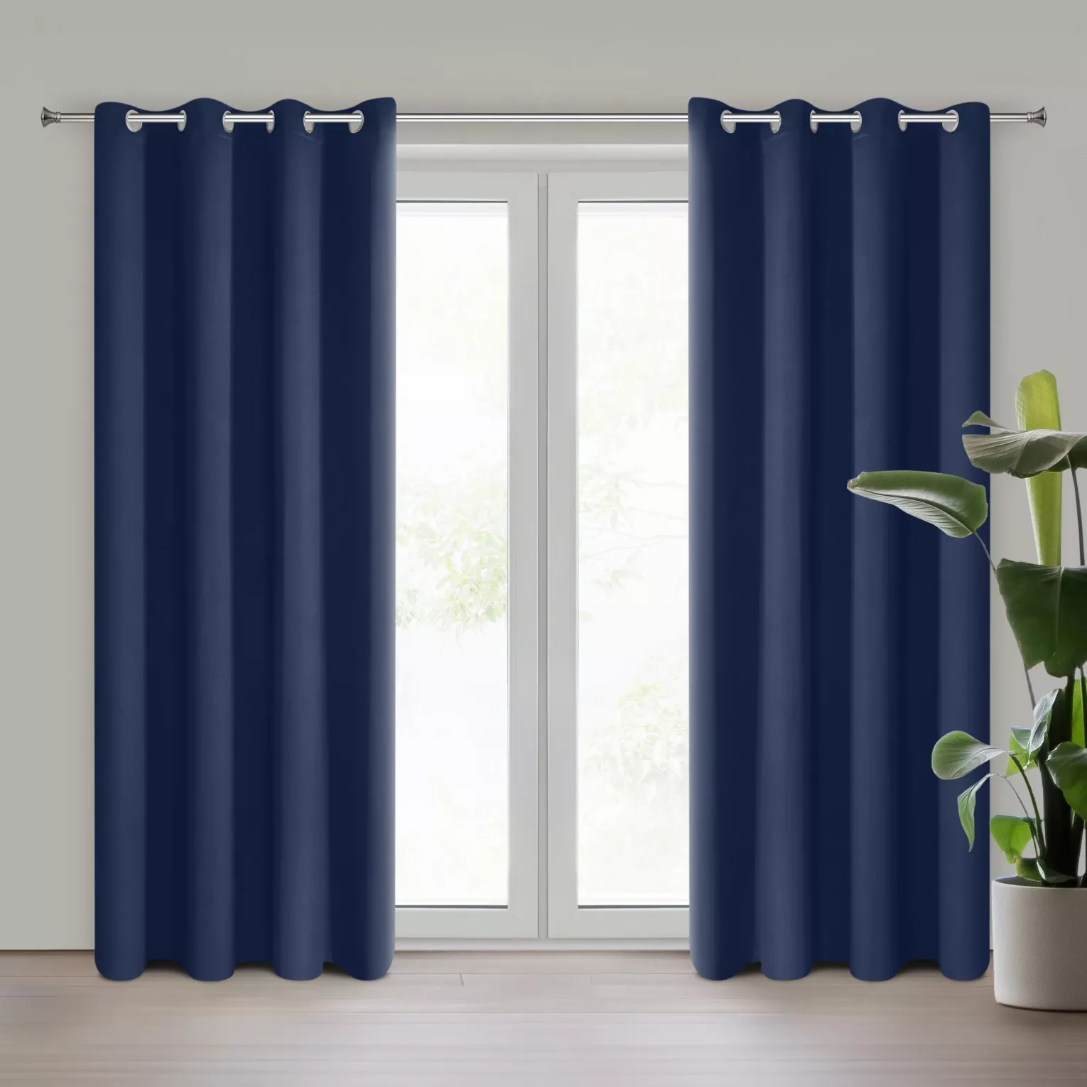 Zasłona granatowa z gładkiej tkaniny zaciemniającej typu blackout 135x250 przelotka PARISA Design 91 Eurofirany