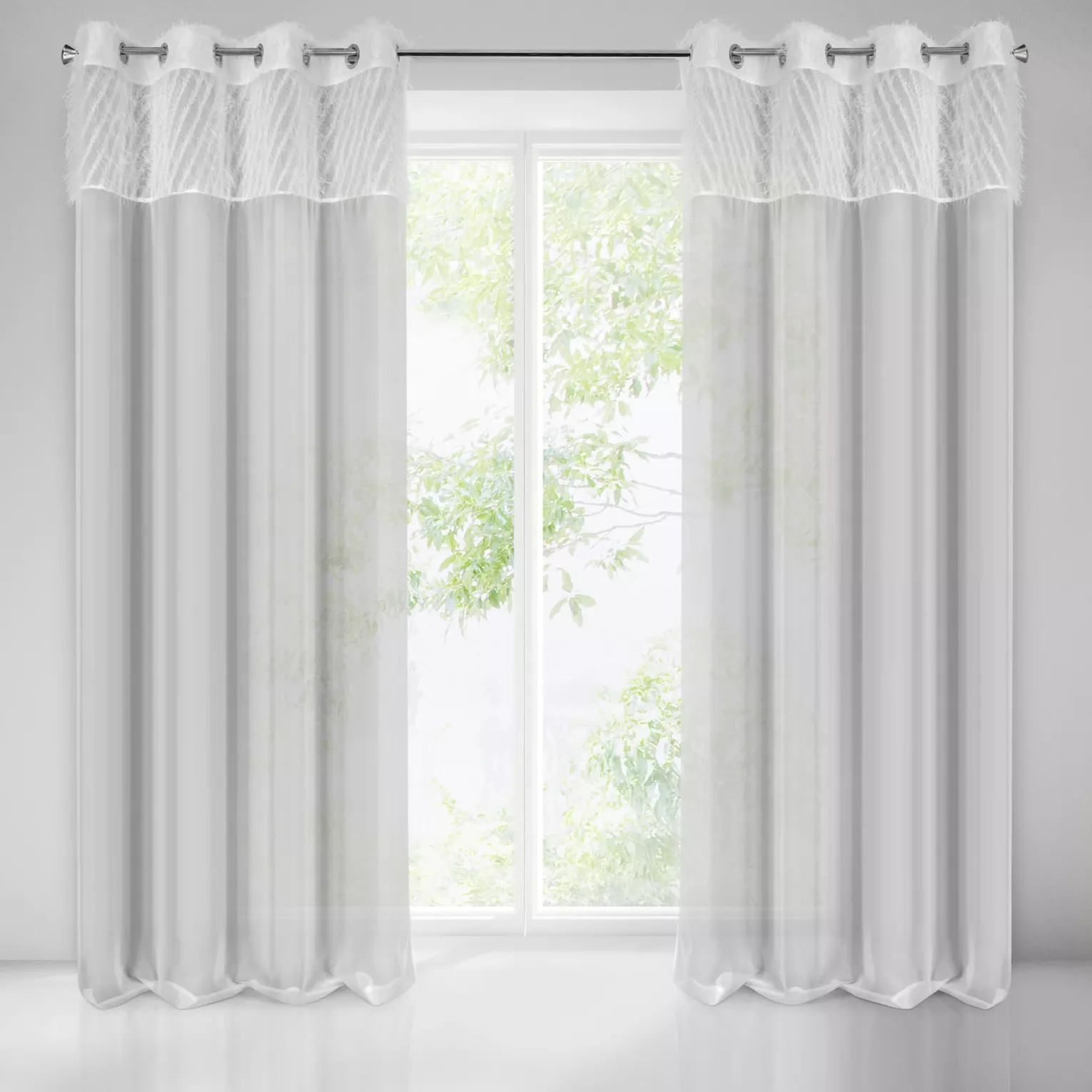 Zasłona jasnoszara w stylu glamour 140x250 cm przelotka AMIRA Eurofirany