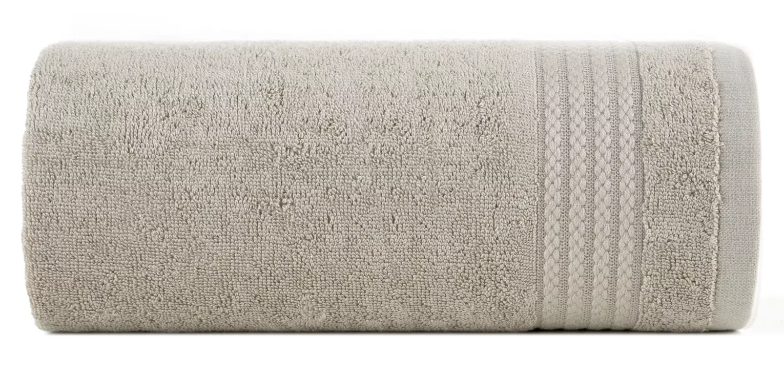 Ręcznik do rąk 30x50 cm bawełniany kolor beżowy zdobiony błyszczącą bordiurą 550 g/m2 LARIS Eurofirany