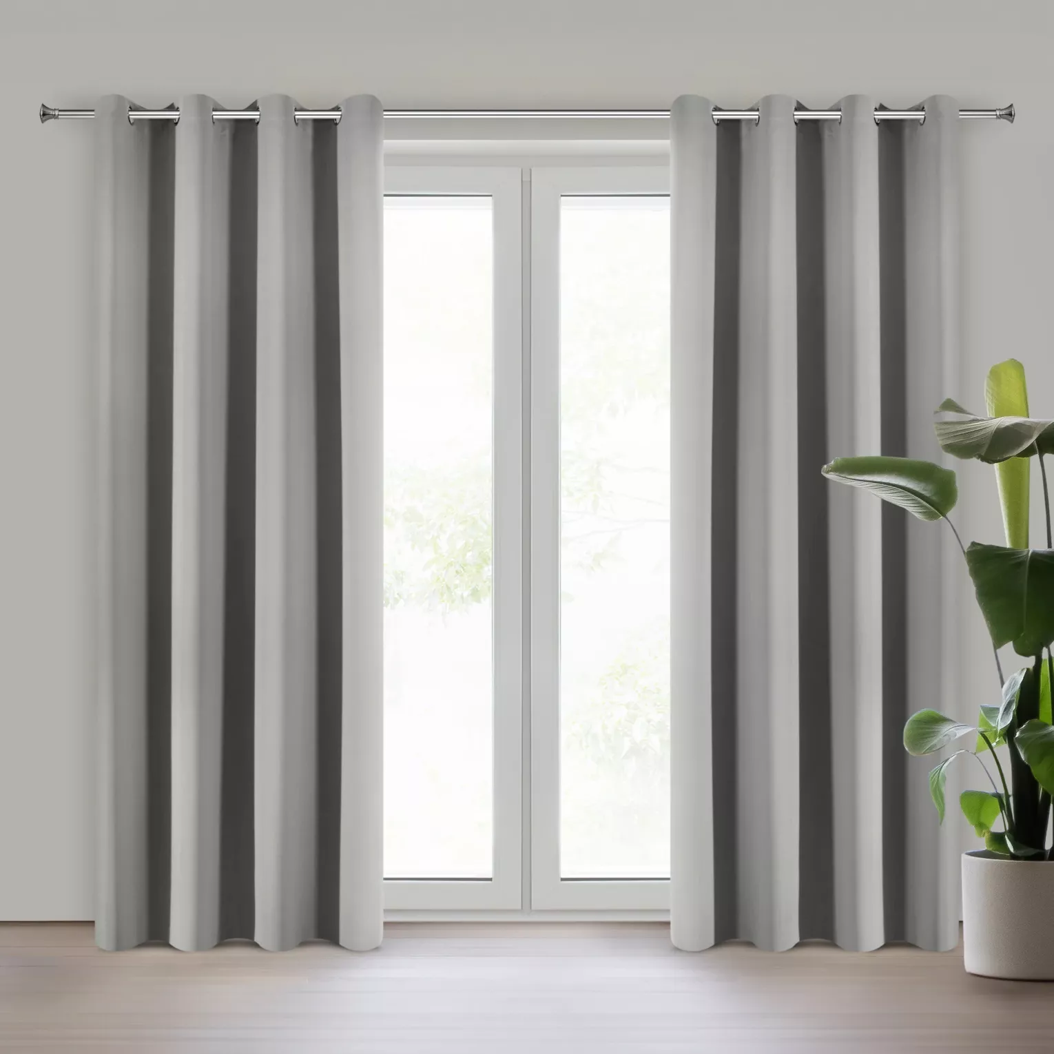 Zasłona srebrna z tkaniny typu dimout 140x250 cm przelotka NERISA Eurofirany
