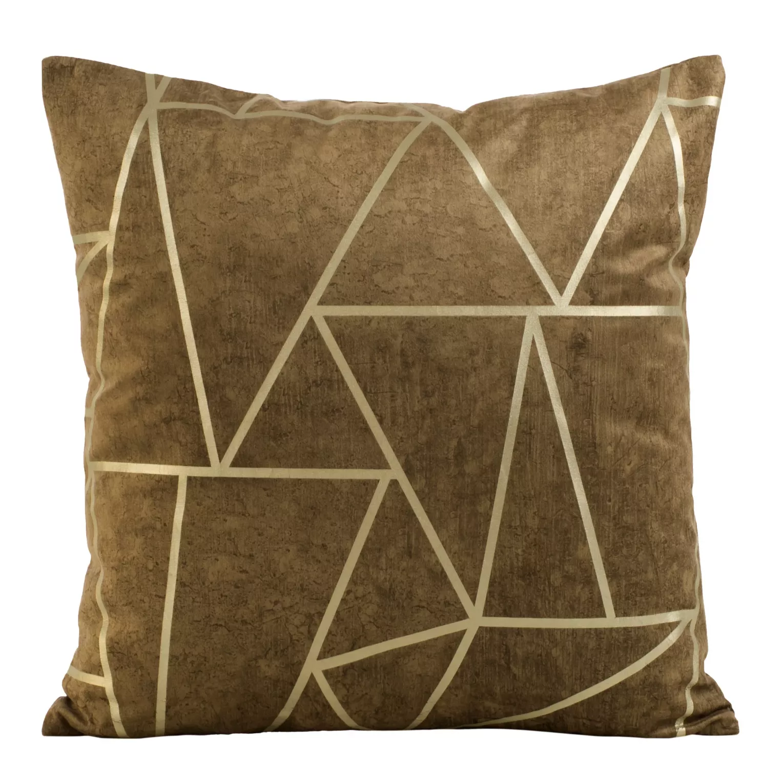 Poszewka na poduszkę 45x45 cm welwetowa z złotym nadrukiem geometrycznym brązowa BLINK 29 Eurofirany